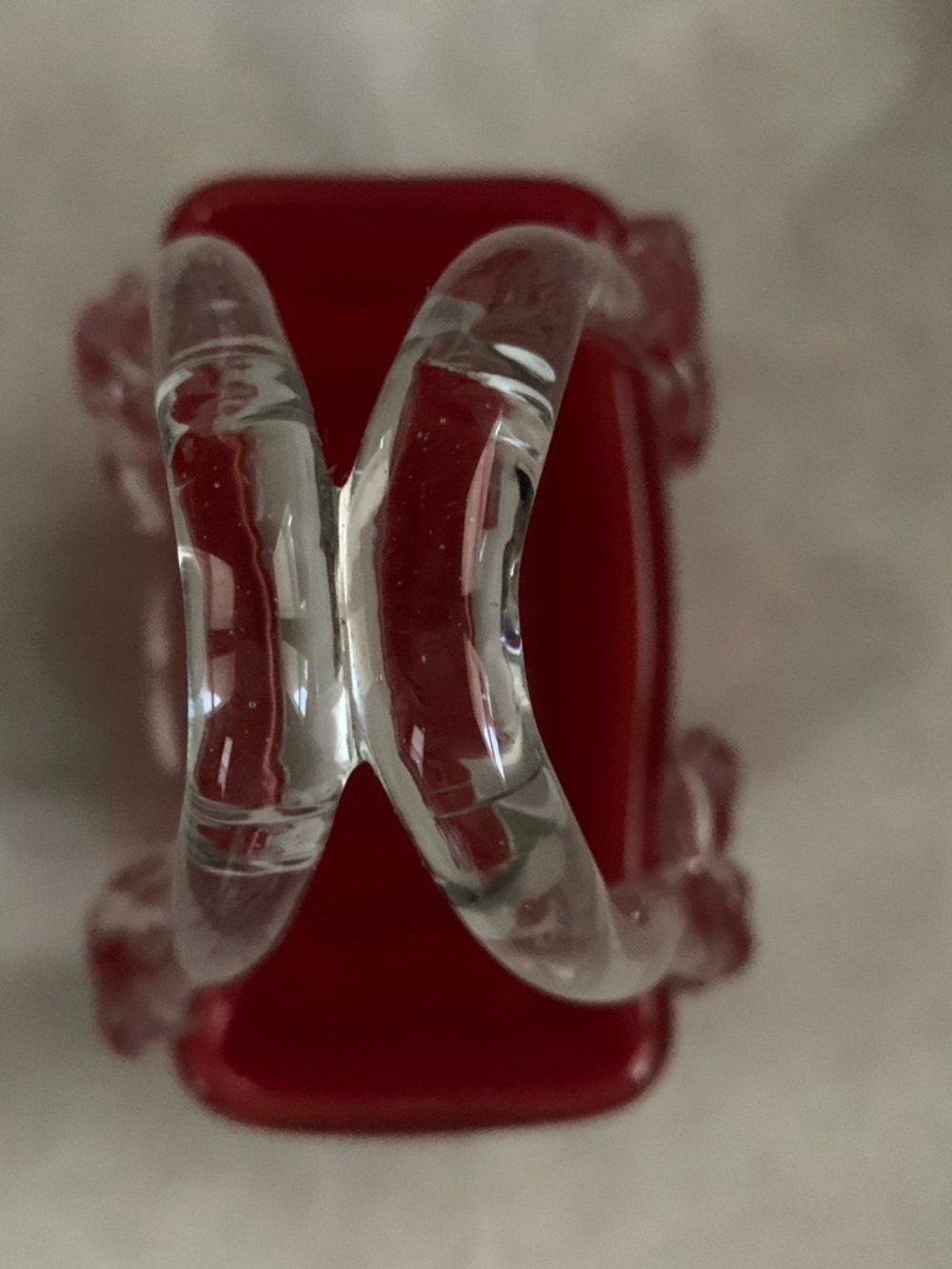 Murano Style Red Art Glass Purse Vase White Heart Vintage NWOT - Picture 2 of 8